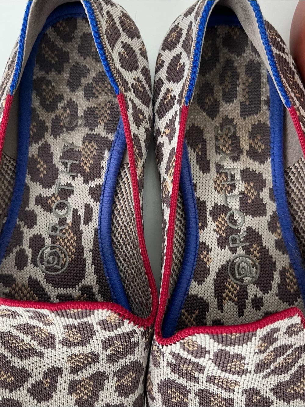 Rothy’s The Loafer Mocha Spot Leopard Print Red Stripe Casual Everyday Flats - Picture 3 of 9